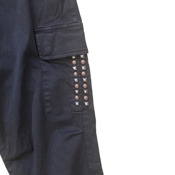 Mason’s Forte Dei Marmi Italy Trousers Studded Pocket Black Cargo Pants - Picture 3 of 9